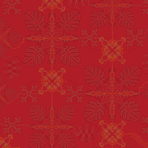 Hawaiian Quilt Pattern Red