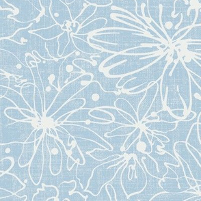 floral batik pen tool line in pale blue