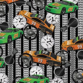 Green and Orange Race Cars
