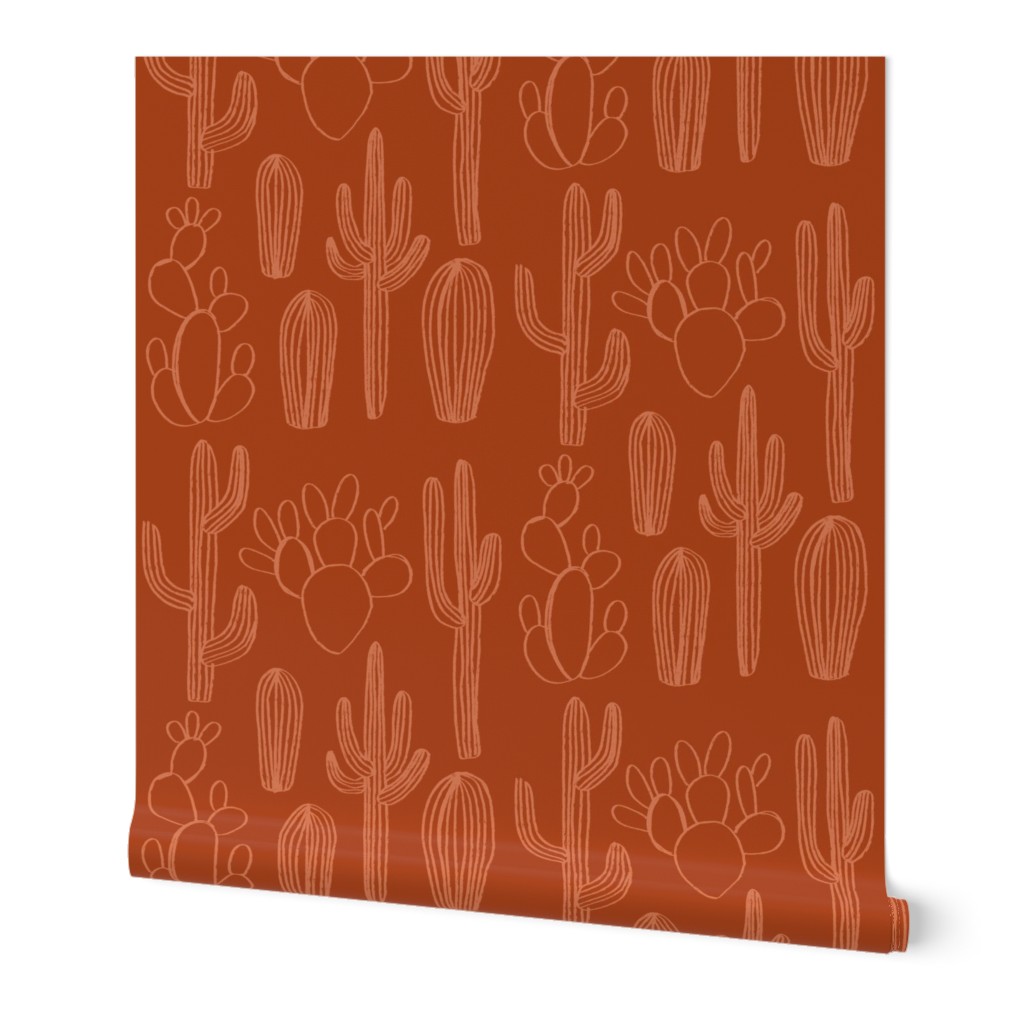 Cacti Outline - Dark Orange