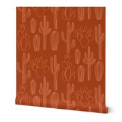 Cacti Outline - Dark Orange