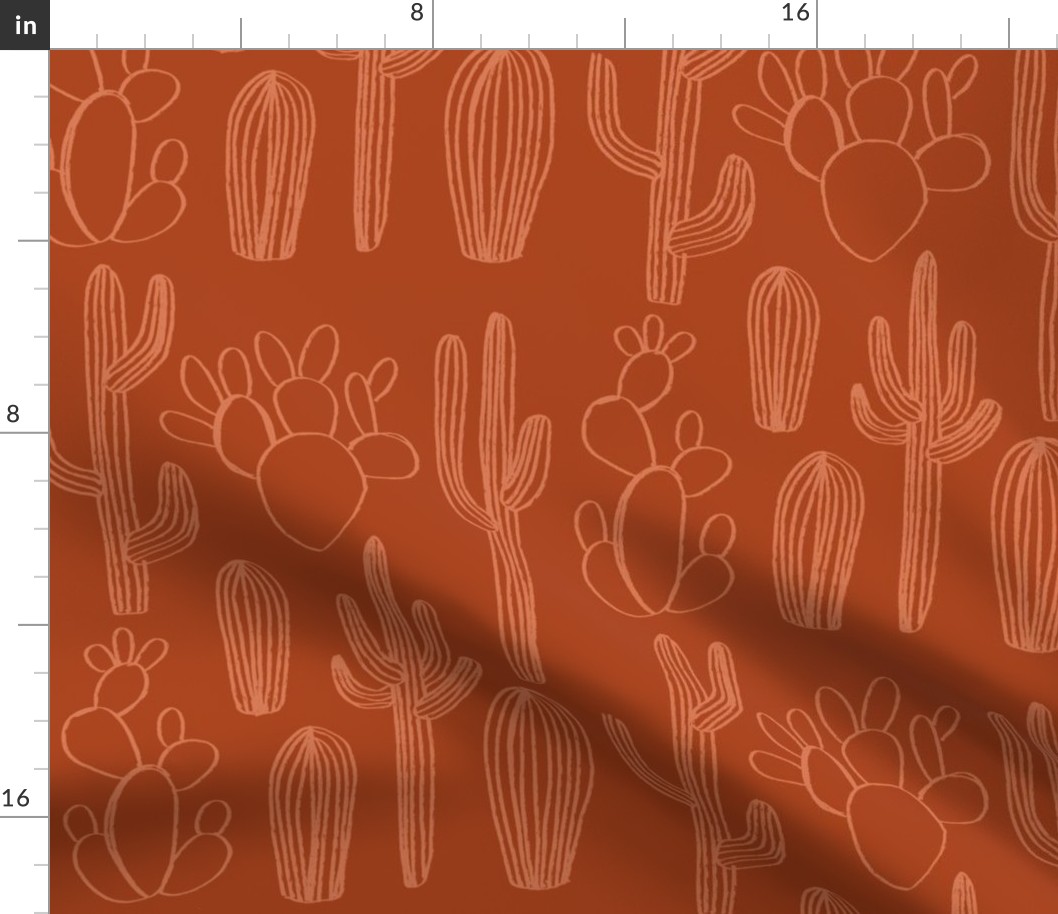 Cacti Outline - Dark Orange