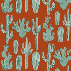 Cacti on Dark Orange