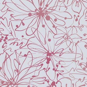 floral batik pen tool line in pale burgundy