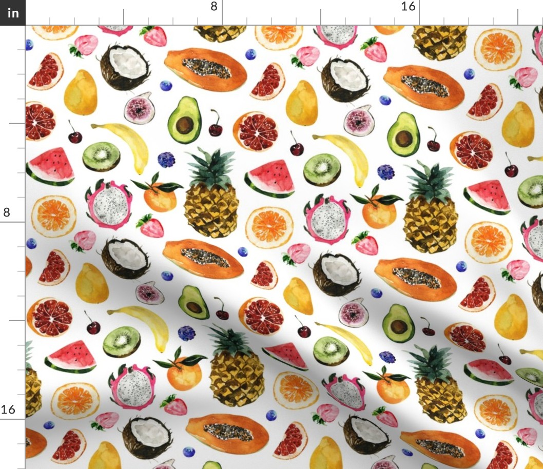 Summer Fruits - Watermelon, Banana, Oranges, Strawberries
