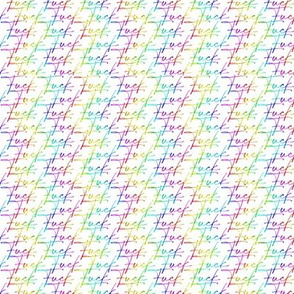 Fuck Script 2 Chromatic Rainbow Zigzags on White MICRO