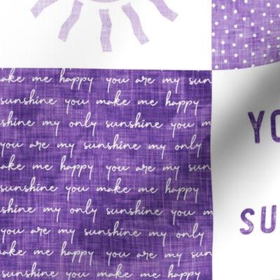 You are my sunshine wholecloth - multi - suns patchwork - face -  purple  - C20BS