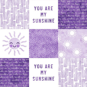You are my sunshine wholecloth - multi - suns patchwork - face -  purple  - C20BS