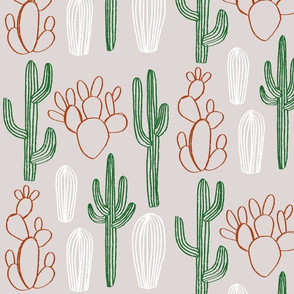 Cacti Multi Colored Outline on AZ Grey