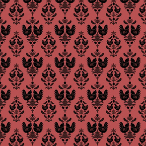 chicken damask red black