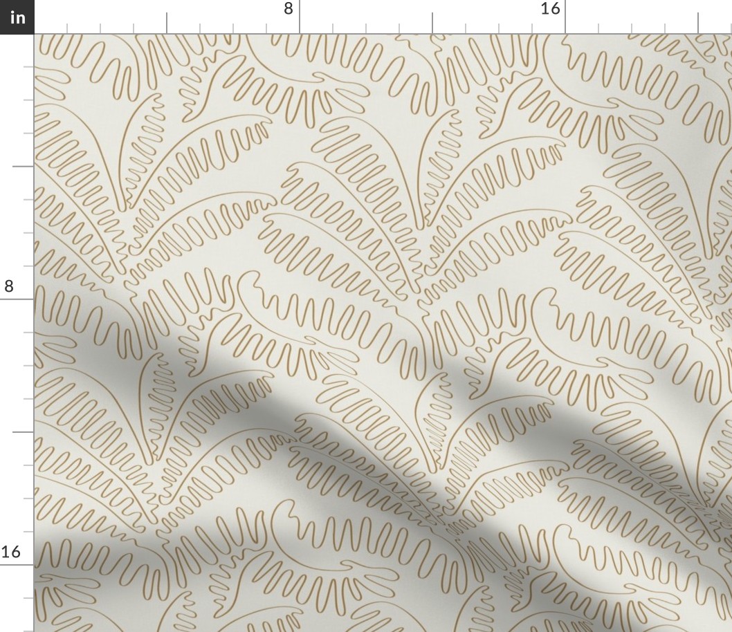 Golden Palm Leaves - Continuous Line Contour / Small