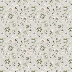 Chintz Flowers Gray Green (Fashion Version)