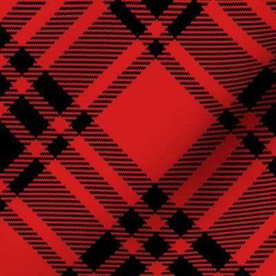 Retro Christmas plaid diagonal red black large