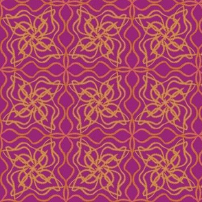 golden damask magenta orange lacy floral Neo Art Deco table runner tablecloth napkin placemat dining pillow duvet cover throw blanket curtain drape upholstery cushion duvet cover clothing shirt 