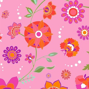 Pink Chintz Flowers (Fashion & Quilt Version)