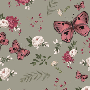 rose green butterfly large