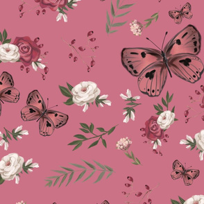 rose pink butterfly large