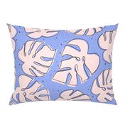 Continuous line contour monstera/blue/large