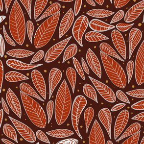 Fall Jungle Brown Leaf foliage large wallpaper fabric pattern ditsy allover print 