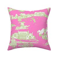 Hamptons Golf Toile Pink Sorbet and Willow