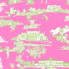 Hamptons Golf Toile Pink Sorbet and Willow