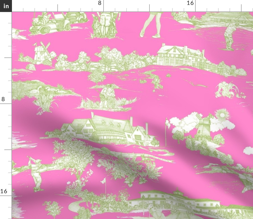 Hamptons Golf Toile Pink Sorbet and Willow