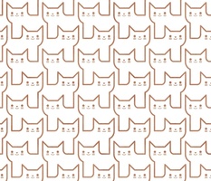 Continuous Line Cats Large- Geometric Minimalist Cat- Sienna on White - Home Decor