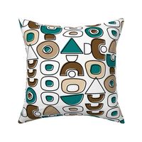 Mid Century Modern Retro Shapes // Teal, Coffee, Brown, Black and White // V1