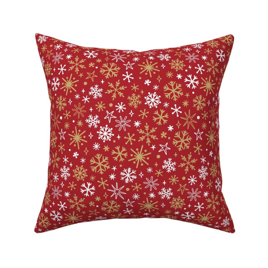 Retro snowflakes. Red background. Big scale