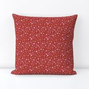 Retro snowflakes. Red background. Small scale