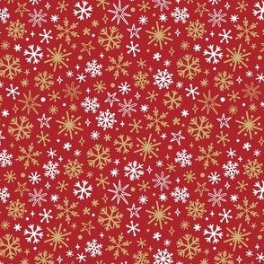 Retro snowflakes. Red background. Small scale