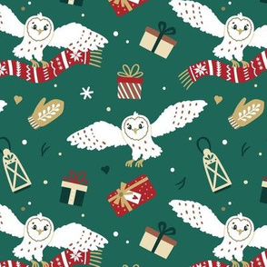 Owl post. Holiday winter design. Medium scale