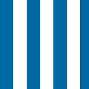 Large French Blue Awning Stripe Pattern Vertical in White