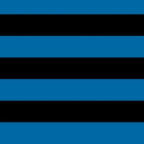 Large French Blue Awning Stripe Pattern Horizontal in Black
