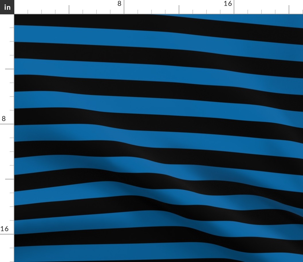 Large French Blue Awning Stripe Pattern Horizontal in Black