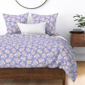 Continuous line contour monstera/blue/medium