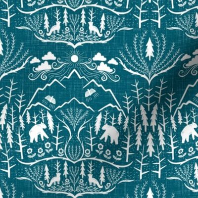 extra small - deep woods damask - teal