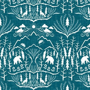 extra small - deep woods damask - teal