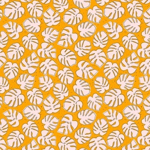 Continuous line contour monstera/orange/small