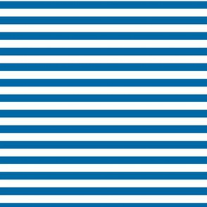French Blue Bengal Stripe Pattern Horizontal in White