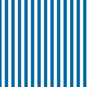 French Blue Bengal Stripe Pattern Vertical in White