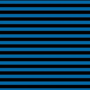 French Blue Bengal Stripe Pattern Horizontal in Black