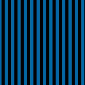 French Blue Bengal Stripe Pattern Vertical in Black