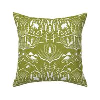 medium scale - deep woods damask - jalapeno