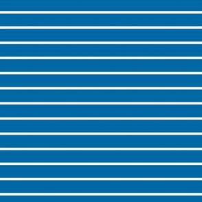 French Blue Pin Stripe Pattern Horizontal in White