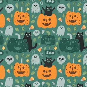 Halloween cats and pumpkin