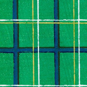 green  hand painted plaid