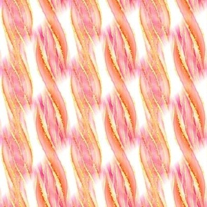 SMALL SPARKLING PINK CORAL CRAZY WAVES STRIPES FLWRHT