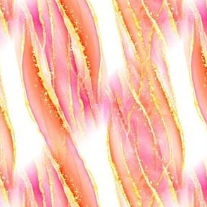 SPARKLING PINK CORAL CRAZY WAVES STRIPES FLWRHT