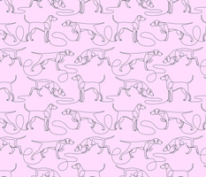 Continuous Line Weimaraners (Lilac Background) – Medium Scale